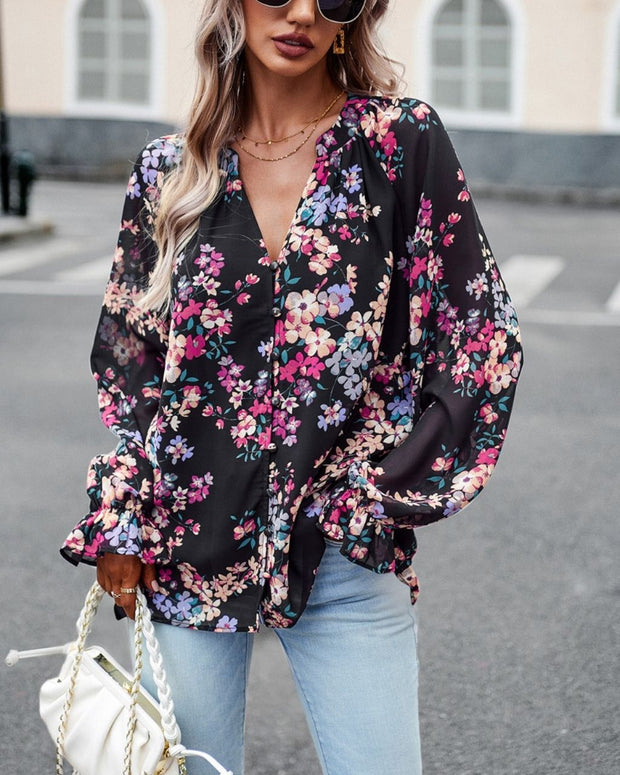 Raya Blouse - Black Floral