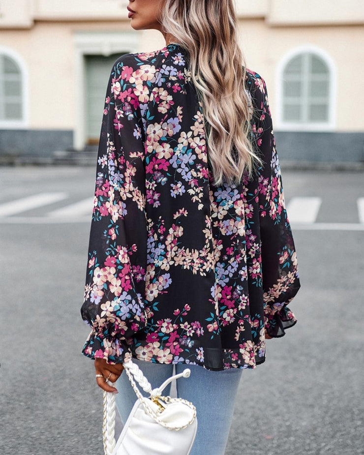 Raya Blouse - Black Floral