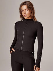 Recovery Ribbed Crop Jacket - Black