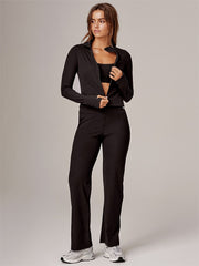 Recovery Ribbed Crop Jacket - Black