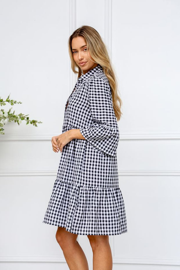 Reese Gingham Dress - Black/White