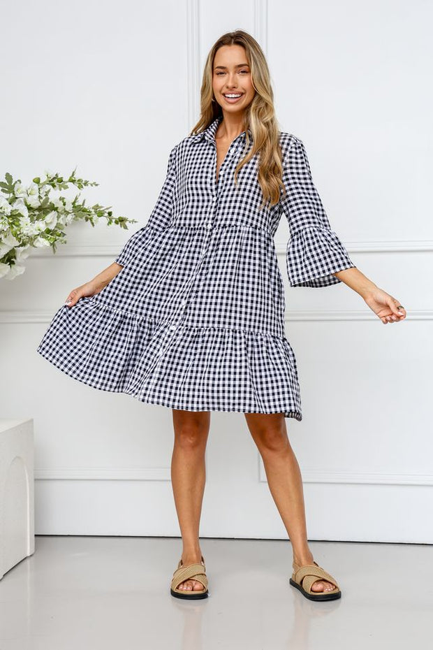 Reese Gingham Dress - Black/White