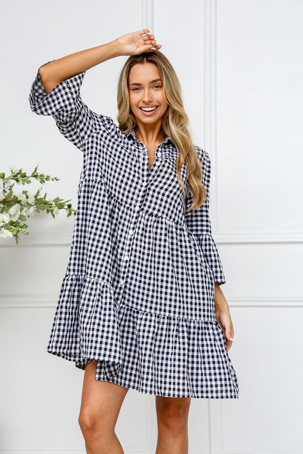 Reese Gingham Dress - Black/White