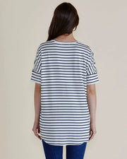 Relax Bamboo Tee - White/Navy Stripe