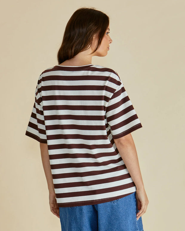 Relax Boxy Tee - Brown Stripe