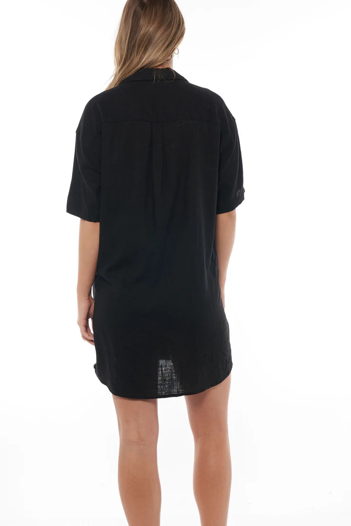 Rest Easy Linen Dress - Black