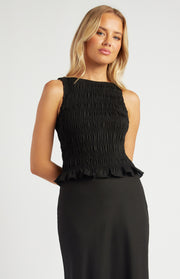 Revie Shirred Top - Black