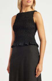 Revie Shirred Top - Black