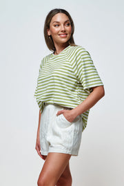 Apéro Riviera Embroidered Box-Cut Tee - Green/White (NON BFF)