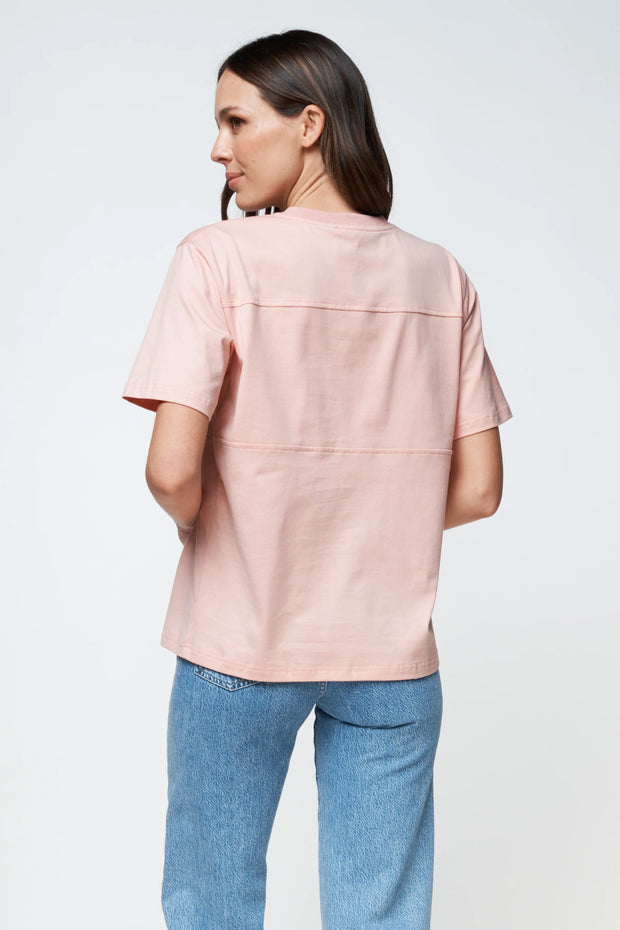 Apéro Riviera Embroidered Panel Tee - Pink/White (NON BFF)
