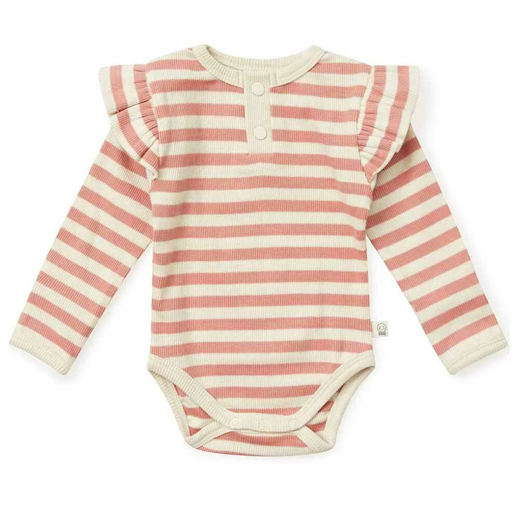 Long Sleeve Bodysuit - Rose Stripe