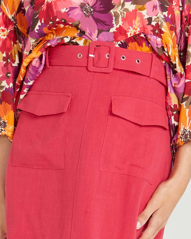 Roxanne Belted Mini Skirt - Berry