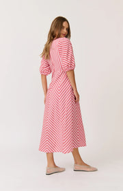 (PRE-ORDER) Roza Midi Dress - Cherry Stripe