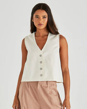 Sabine Denim Vest - Parchment Wash