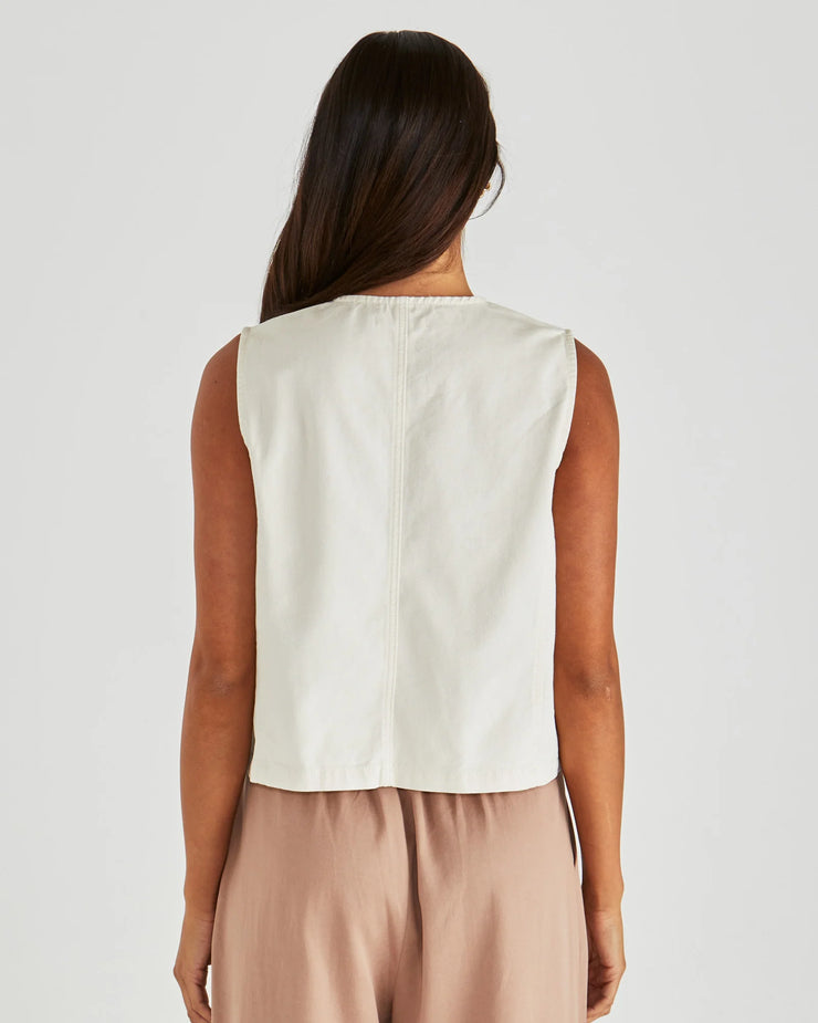 Sabine Denim Vest - Parchment Wash