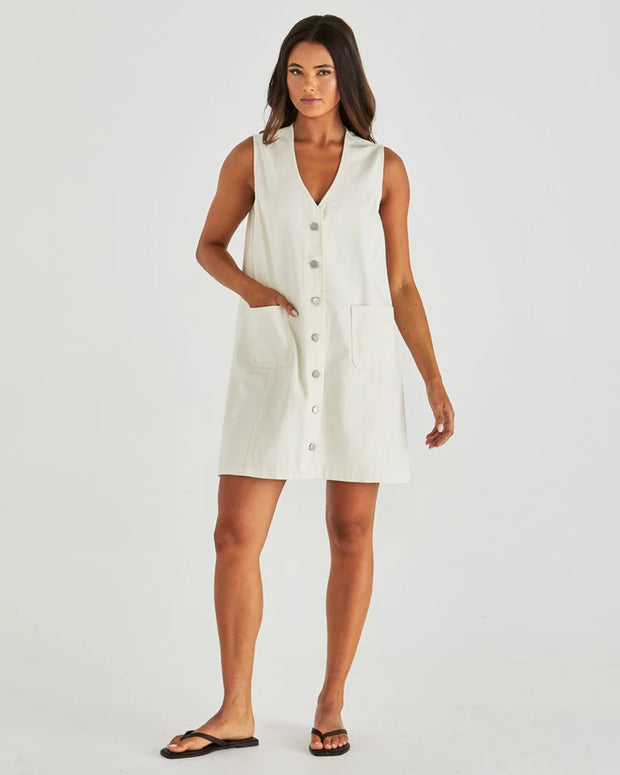 Sabine Denim Vest Dress - Parchment Wash