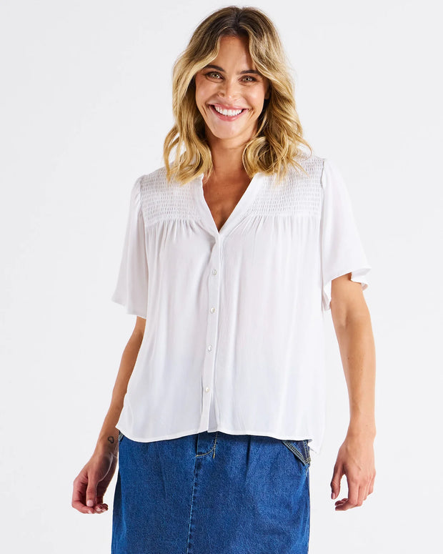 Sandy Shirred Blouse - White