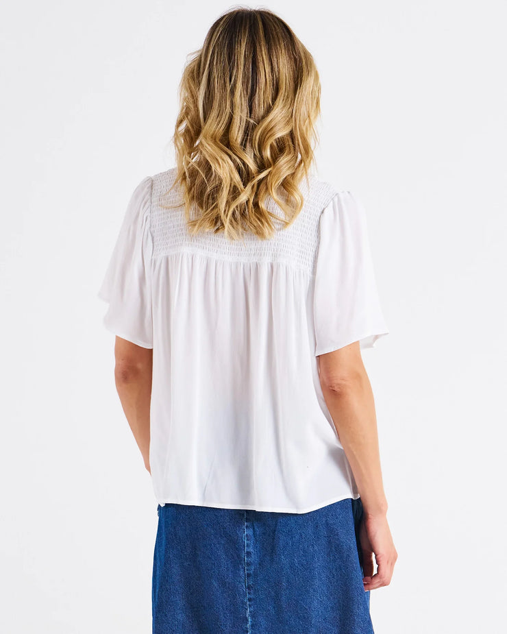 Sandy Shirred Blouse - White