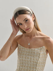 Satin Plain Padded Headband - White