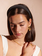 Satin Plain Padded Headband - Black