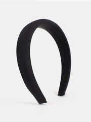 Satin Plain Padded Headband - Black