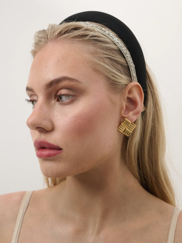 Satin Plain Padded Headband - Black