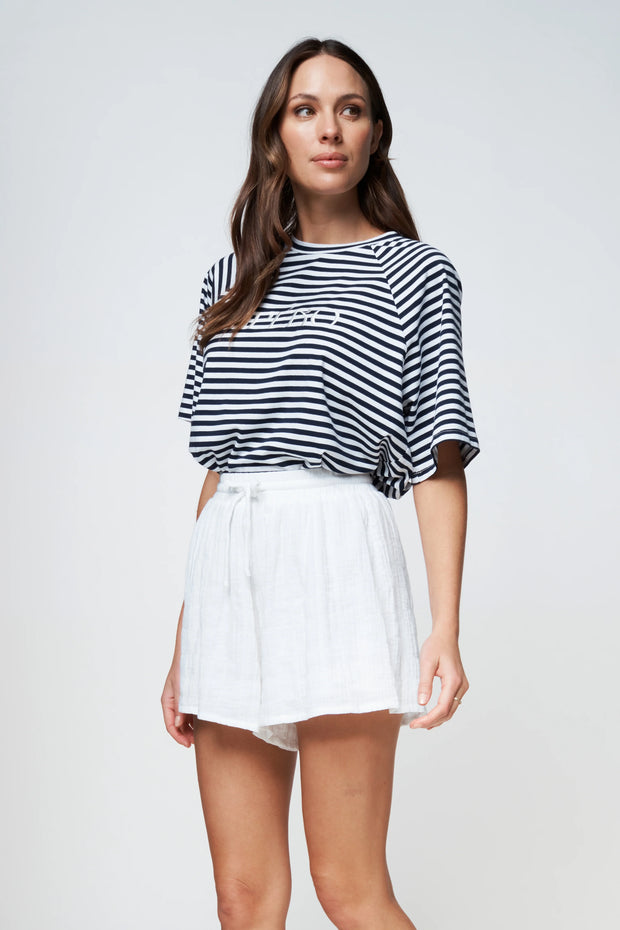 Apéro Savannah Box-Cut Stripe Tee - Navy/White (NON BFF)