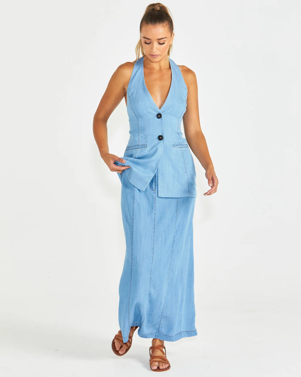 Seville Halter Vest - Chambray