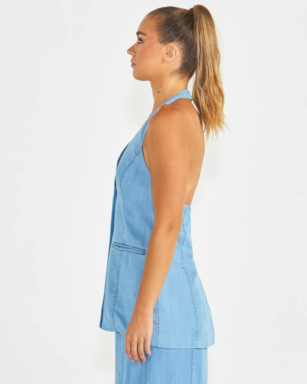 Seville Halter Vest - Chambray