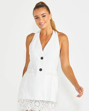 Seville Halter Vest - White