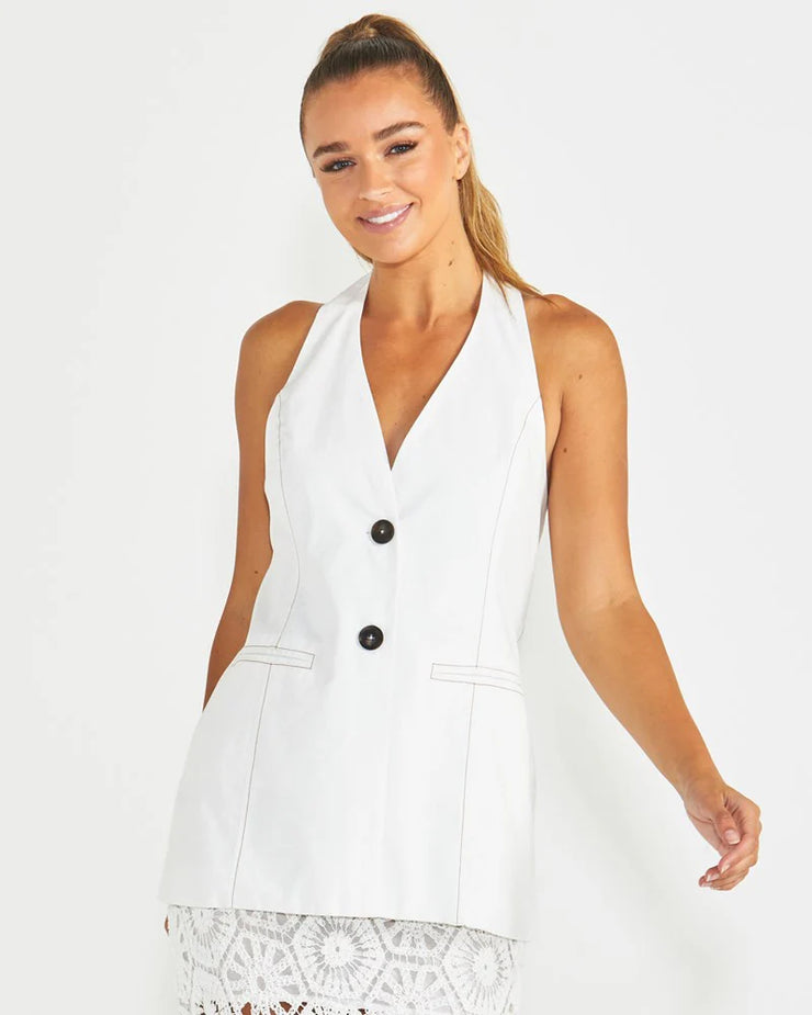 Seville Halter Vest - White