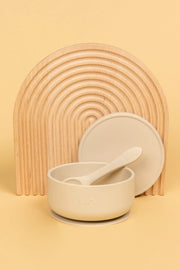 KiiN - Silicone Suction Bowl with Lid + Spoon Set - Vanilla