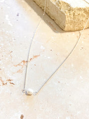 Single Pearl Necklace - Sterling Silver