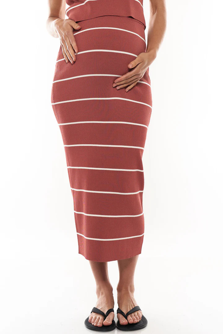 Starting Line Rib Skirt - Sangria Stripe