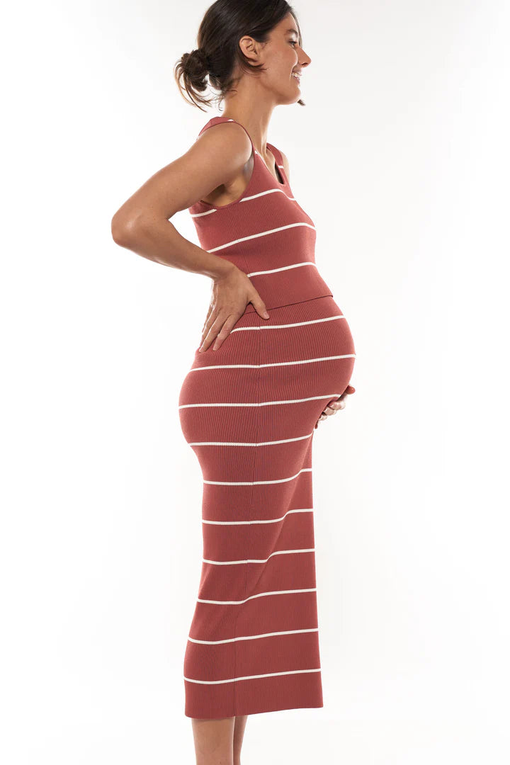 Starting Line Rib Skirt - Sangria Stripe