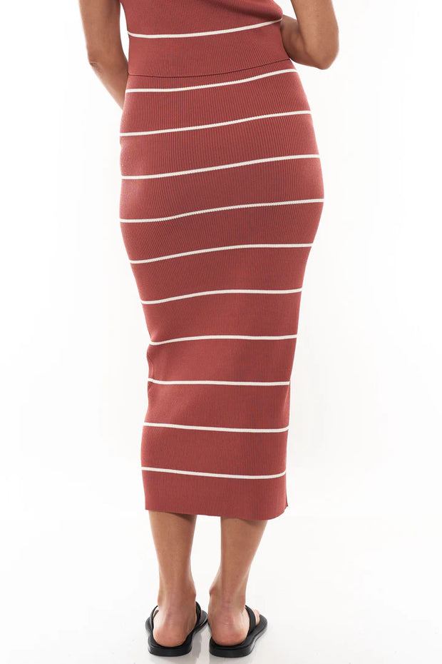 Starting Line Rib Skirt - Sangria Stripe