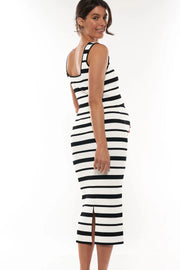 Starting Line Rib Skirt - White/Black Stripe