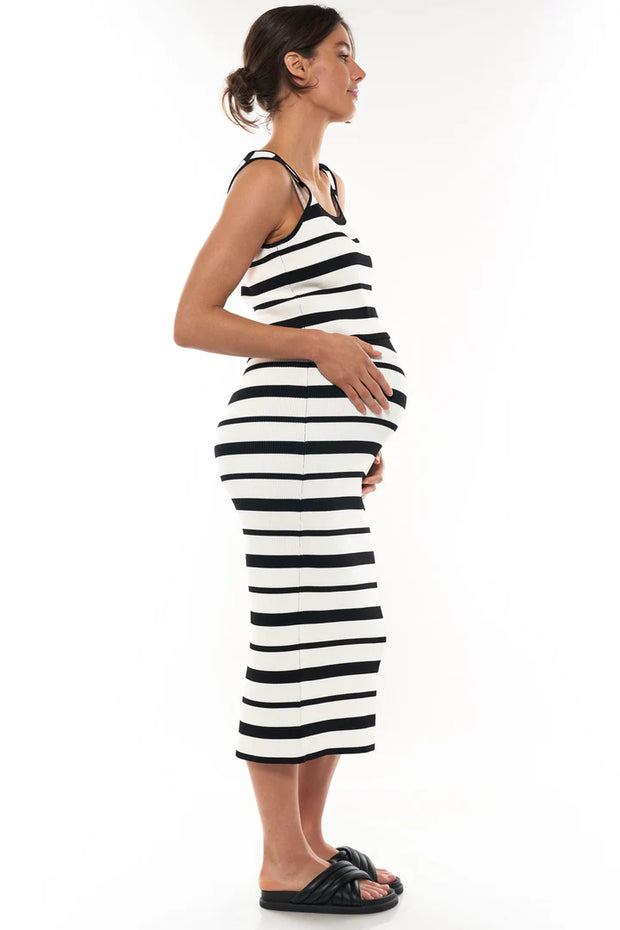 Starting Line Rib Skirt - White/Black Stripe