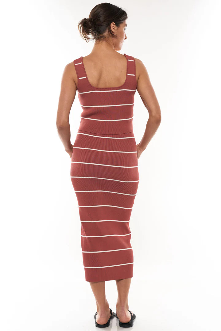 Starting Line Rib Tank - Sangria Stripe