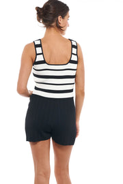 Starting Line Rib Tank - White/Black Stripe