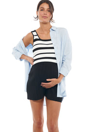 Starting Line Rib Tank - White/Black Stripe