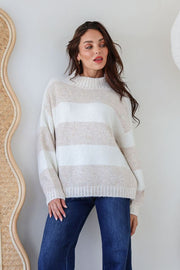 Stella Knit Jumper - Latte/Ivory Stripe