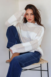 Stella Knit Jumper - Latte/Ivory Stripe