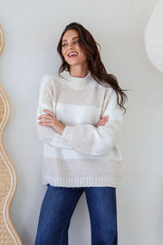 Stella Knit Jumper - Latte/Ivory Stripe