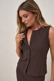 Storyline Button Tank - Chocolate