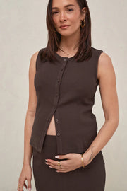 Storyline Button Tank - Chocolate