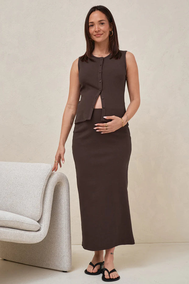 Storyline Button Tank - Chocolate