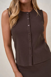 Storyline Button Tank - Chocolate