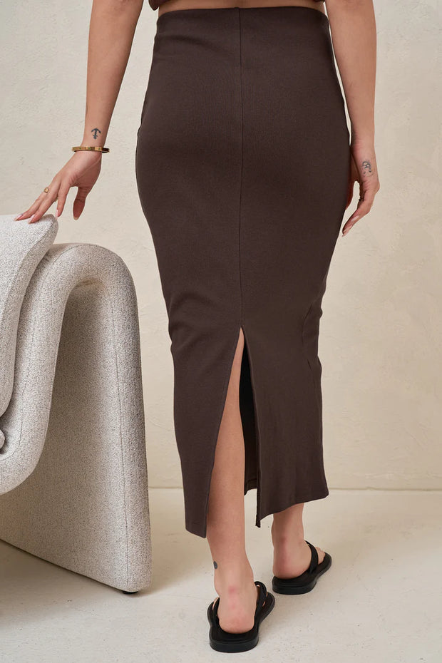Storyline Midi Skirt - Chocolate