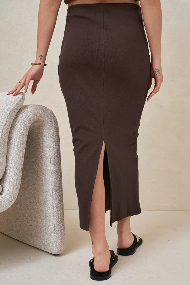 Storyline Midi Skirt - Chocolate